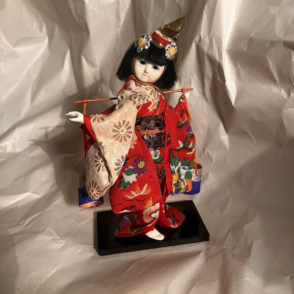 Vintage Shiokumi JAPANESE DOLL On Base 6" Tall Made In Japan - Picture 3 of 12